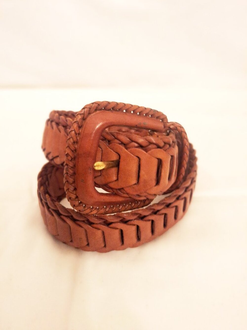 Braided Segmented Leather Belt M Tan